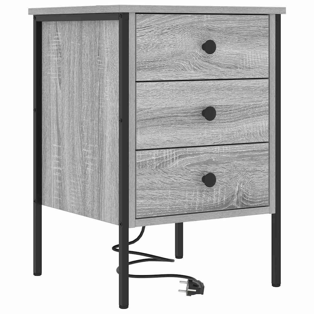 Cabinet de chevet avec tiroir 2 pcs Sonoma gris 42 x 41 x 61 cm