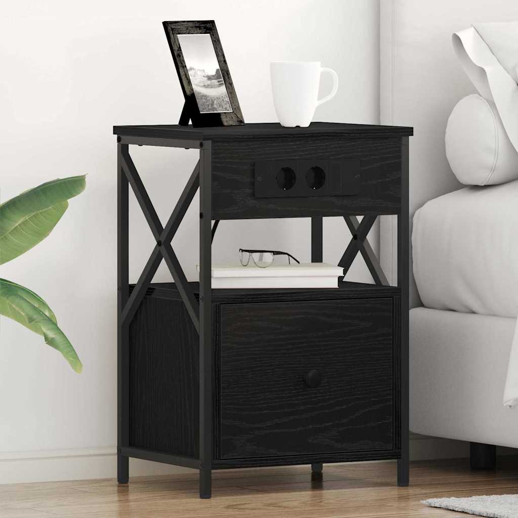 Cabinet de chevet avec tiroir 2 pcs Chêne noir 40 x 31 x 60 cm