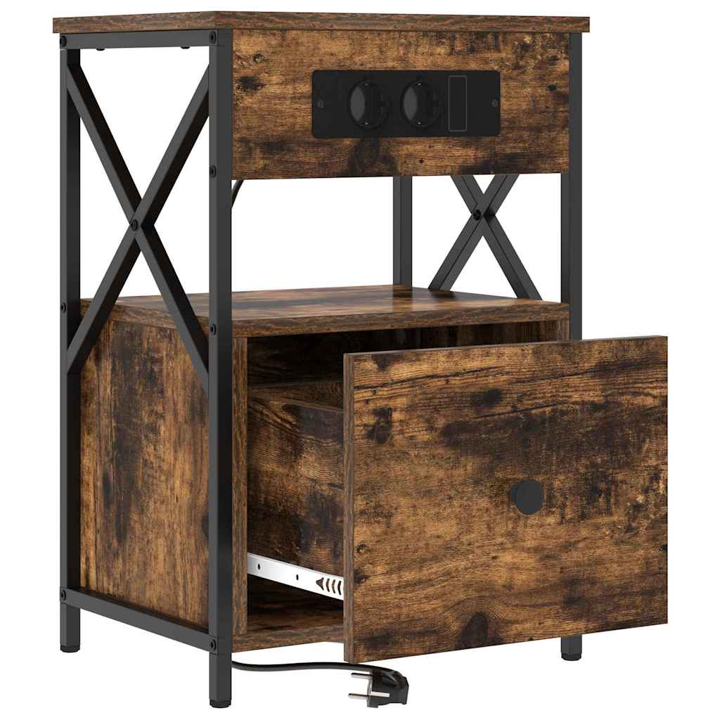 Cabinet de chevet avec tiroir 2 pcs Chêne fumé 40 x 31 x 60 cm