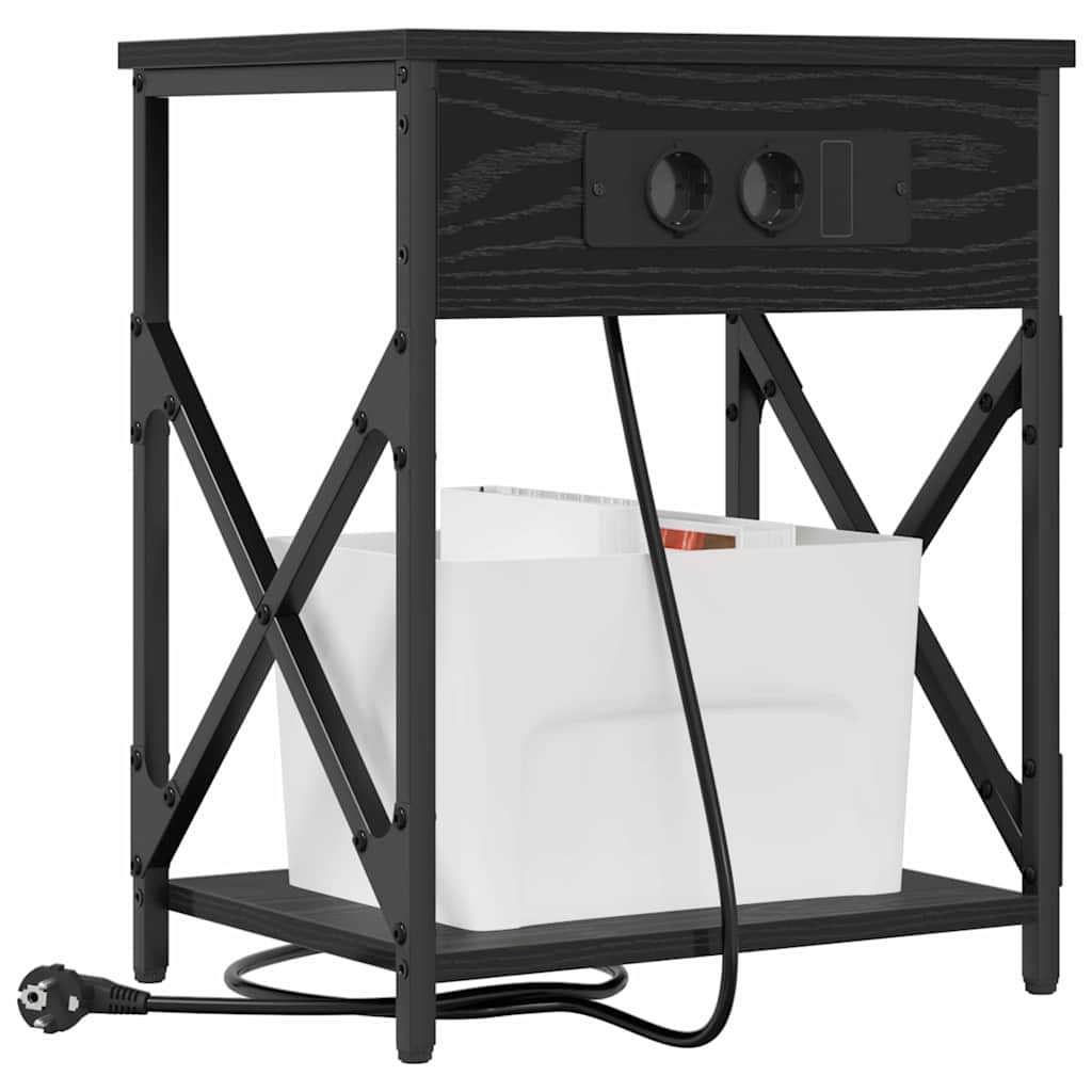 Table de nuit avec station de chargement Chêne noir