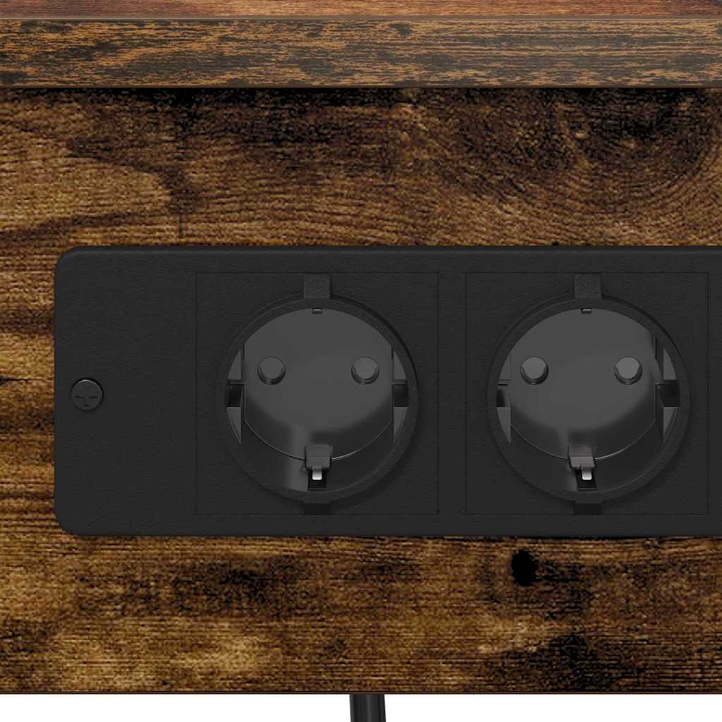 Table de nuit avec station de chargement 2 pcs Chêne fumé