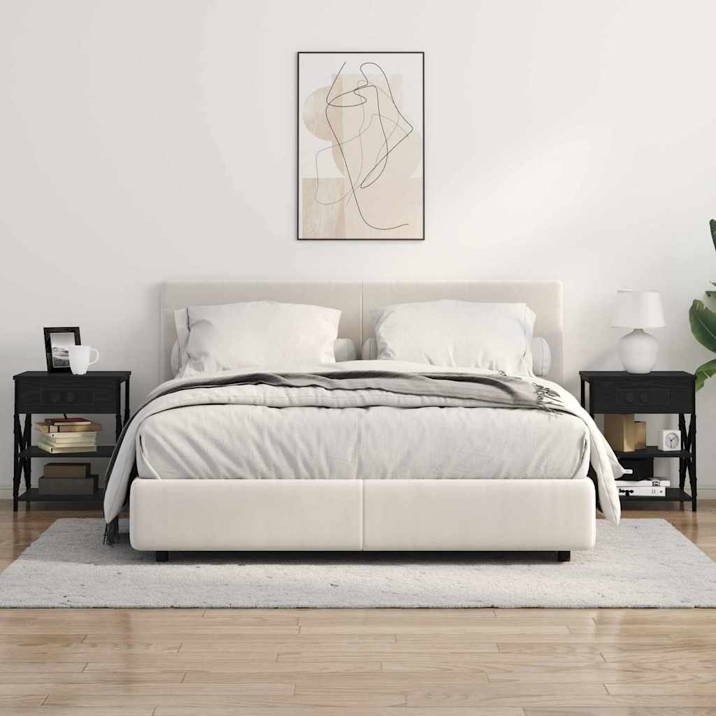 Table de nuit avec station de chargement Chêne noir