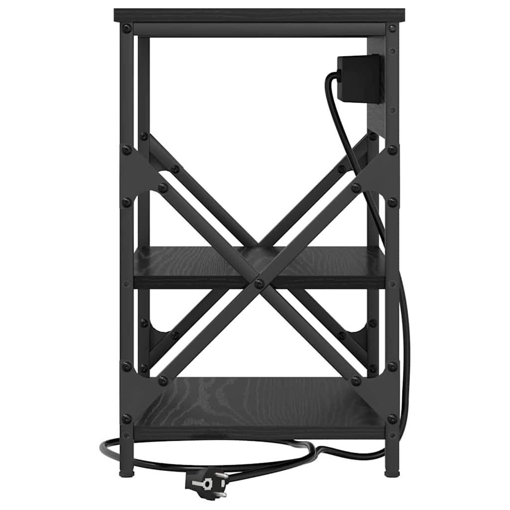 Table de nuit avec station de chargement Chêne noir