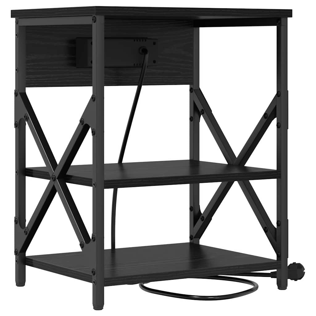 Table de nuit avec station de chargement Chêne noir