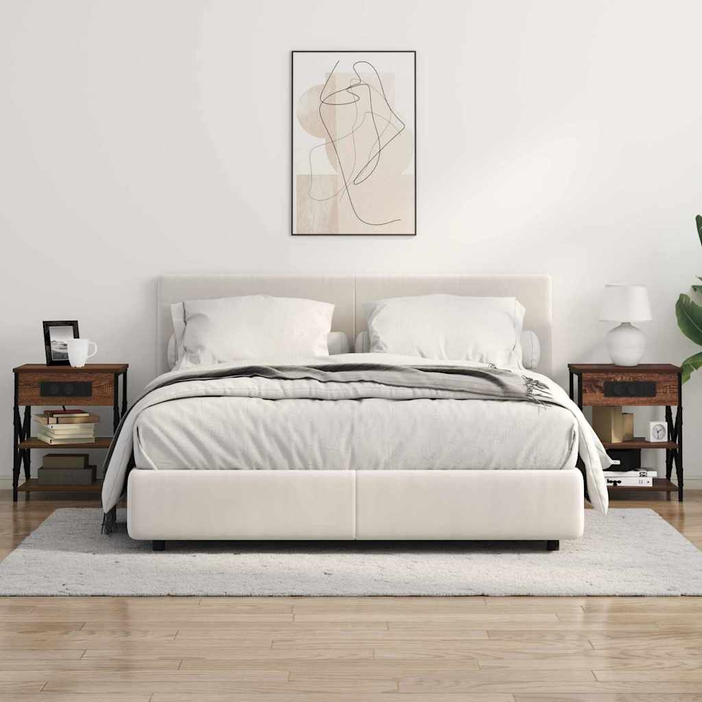 Table de nuit avec station de chargement Chêne marron