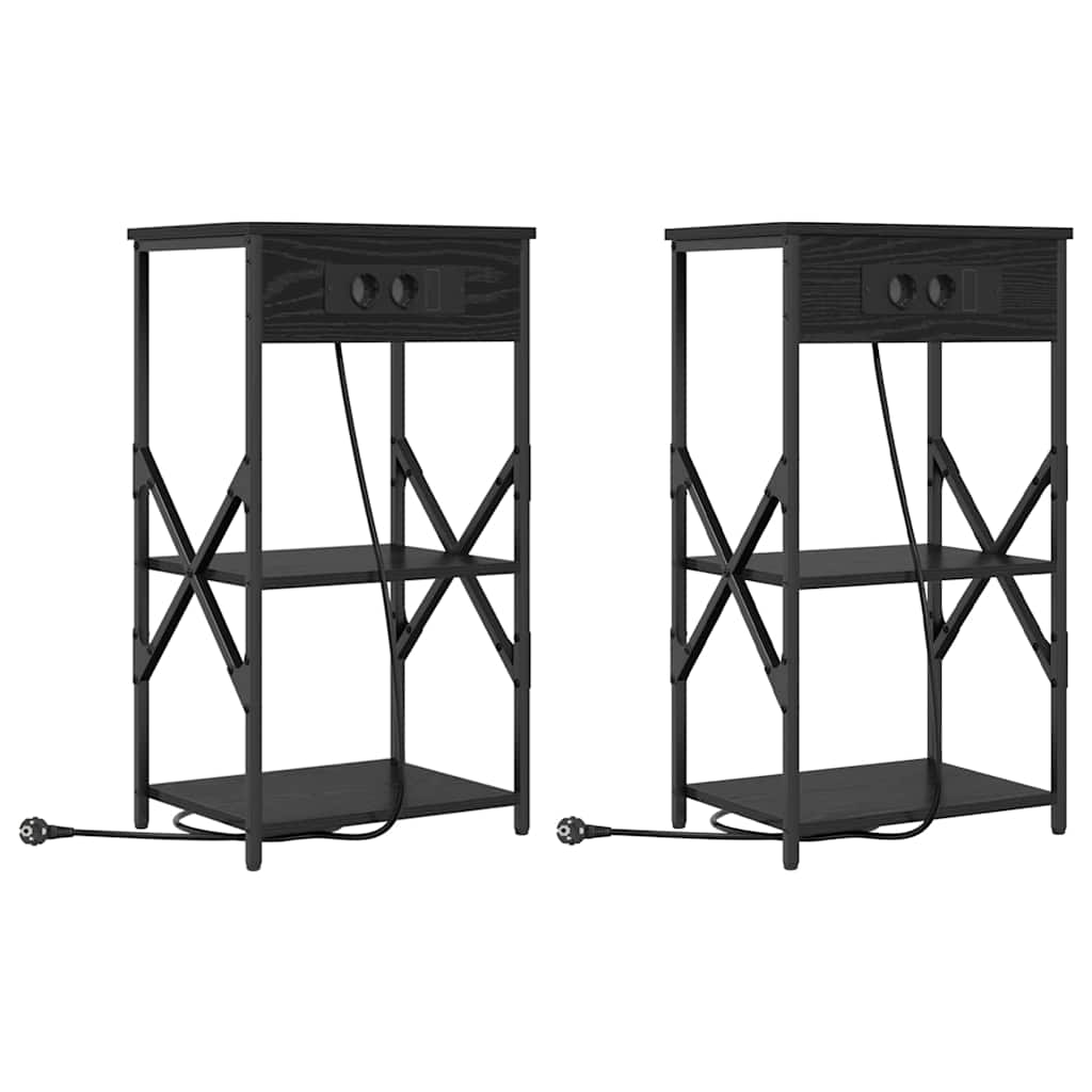 Cabinet de chevet avec étagère 2 pcs Chêne noir 41 x 31 x 76 cm