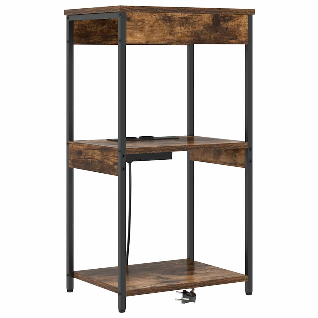 Table de nuit avec station de chargement Chêne fumé - XIOS