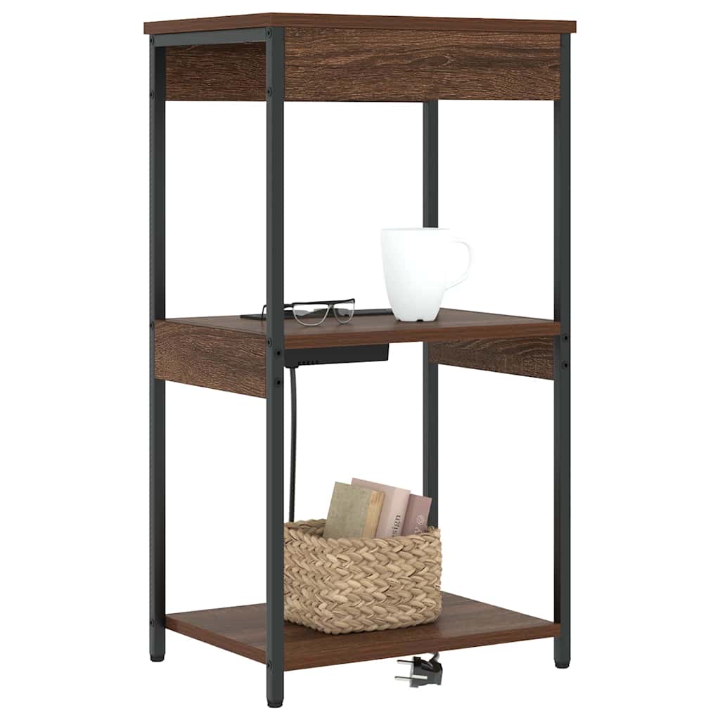 Table de nuit avec station de chargement Chêne marron - XIOS