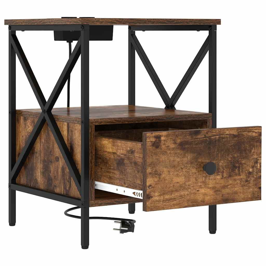 Cabinet de chevet avec tiroir Chêne fumé 41.5 x 40.5 x 55 cm - XIOS