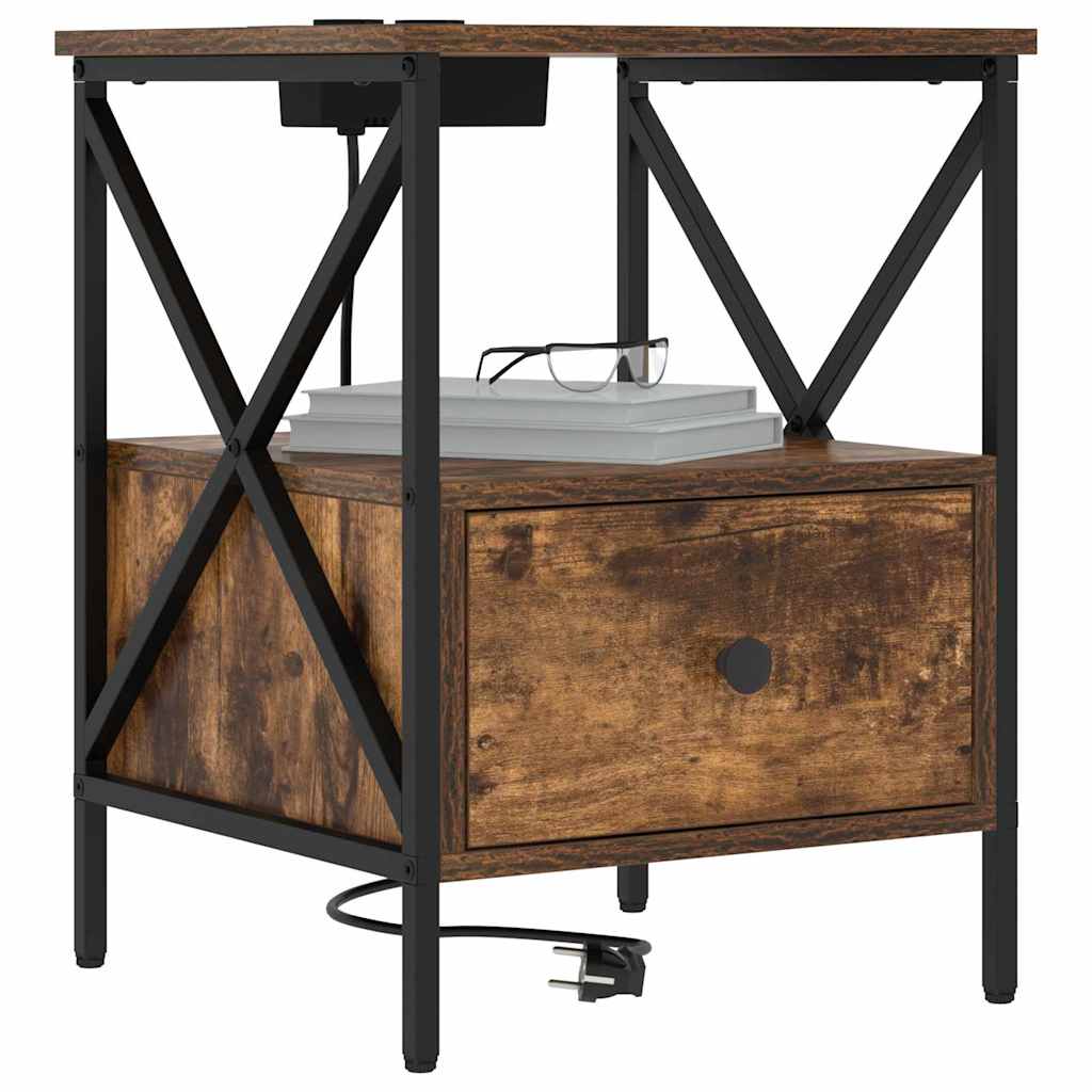 Cabinet de chevet avec tiroir Chêne fumé 41.5 x 40.5 x 55 cm - XIOS