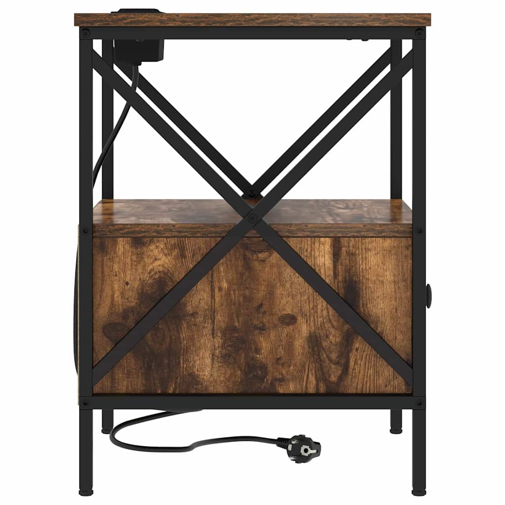 Cabinet de chevet avec tiroir Chêne fumé 41.5 x 40.5 x 55 cm - XIOS