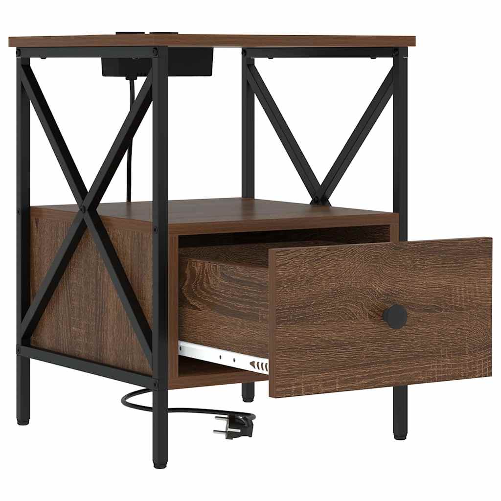 Cabinet de chevet avec tiroir Chêne marron 41.5 x 40.5 x 55 cm - XIOS