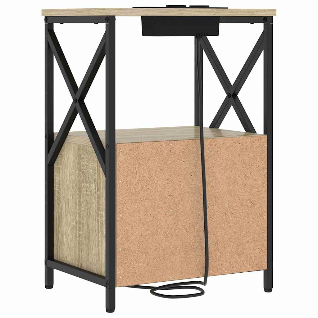 Table de nuit avec station de chargement Chêne sonoma - XIOS