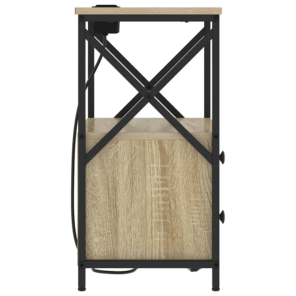 Table de nuit avec station de chargement Chêne sonoma - XIOS