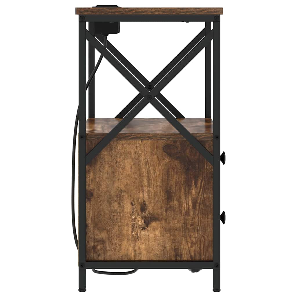 Table de nuit avec station de chargement avec tiroir Chêne fumé - XIOS