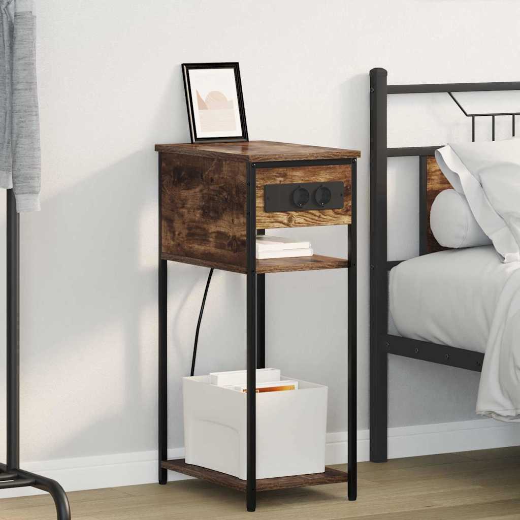 Cabinet de chevet Chêne fumé 41 x 28 x 76 cm Bois d'ingénierie - XIOS