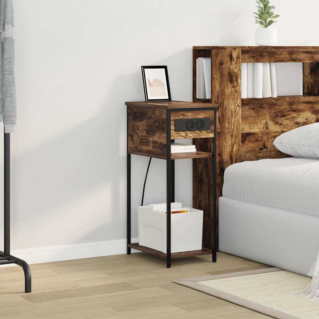 Cabinet de chevet Chêne fumé 41 x 28 x 76 cm Bois d'ingénierie - XIOS
