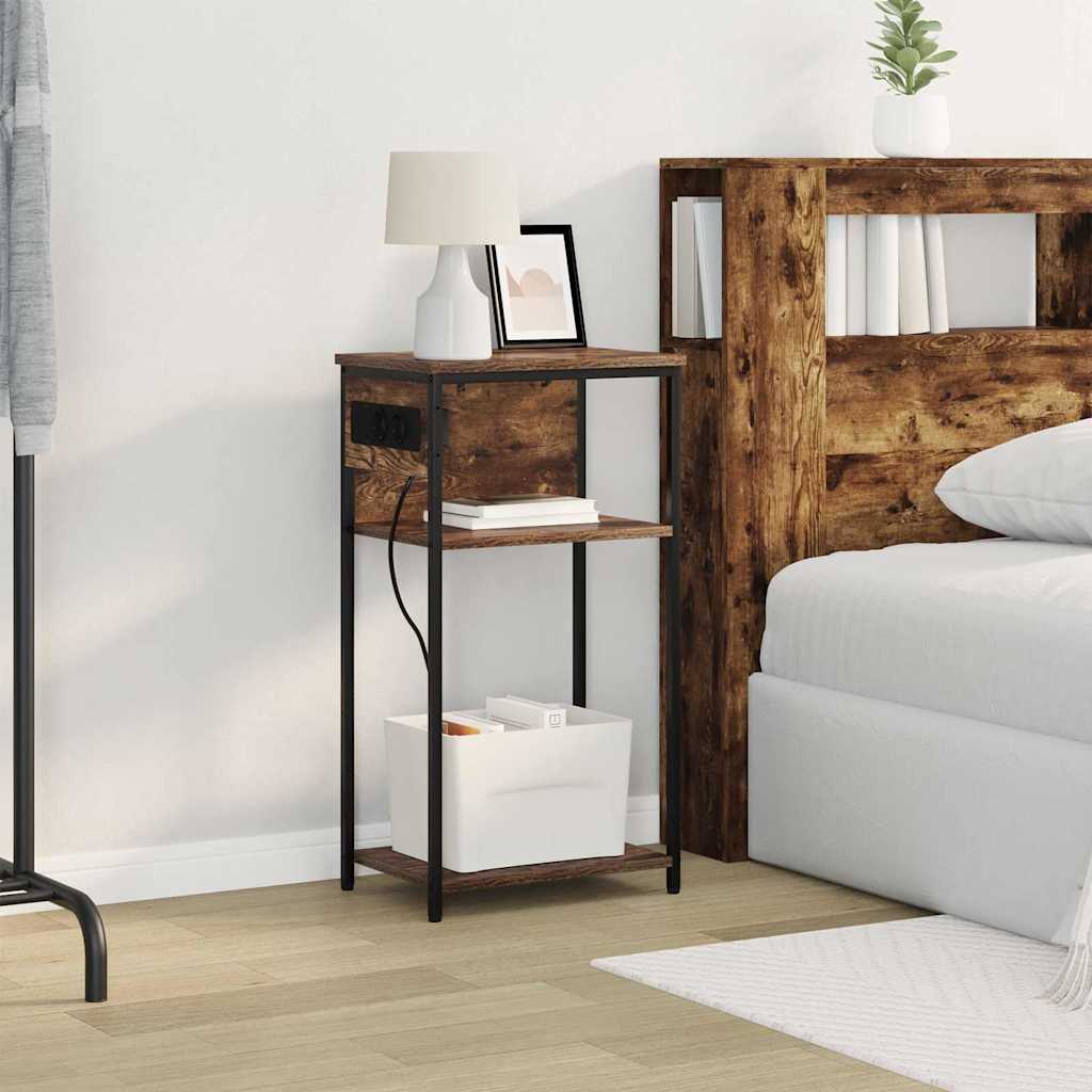 Cabinet de chevet Chêne fumé 41 x 28 x 76 cm Bois d'ingénierie - XIOS