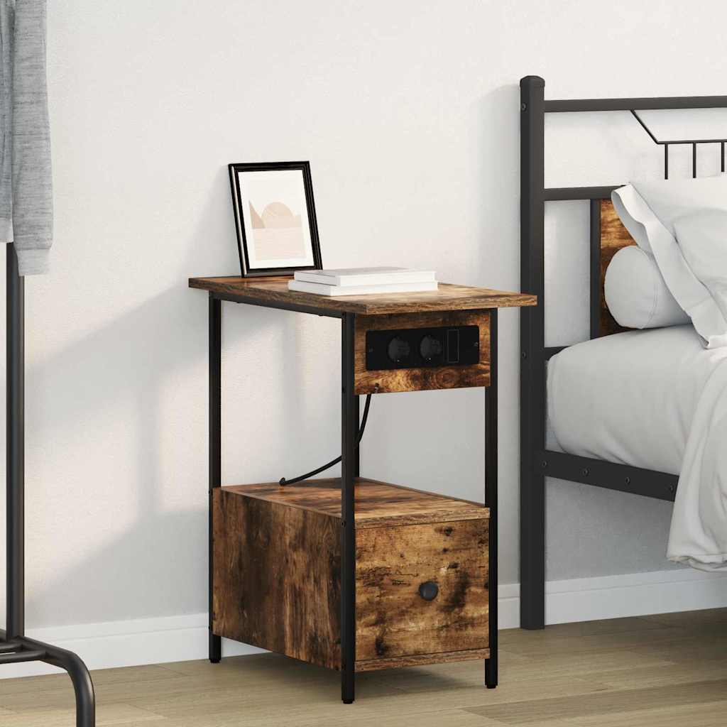 Cabinet de chevet Chêne fumé 60 x 30 x 61 cm Bois d'ingénierie - XIOS