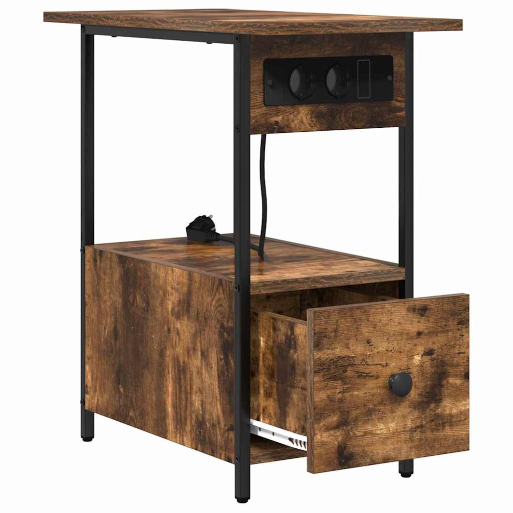 Cabinet de chevet Chêne fumé 60 x 30 x 61 cm Bois d'ingénierie - XIOS