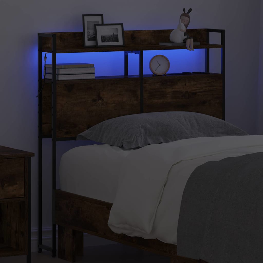 Tête de lit avec étagère Chêne fumé 80 cm Bois d'ingénierie - XIOS