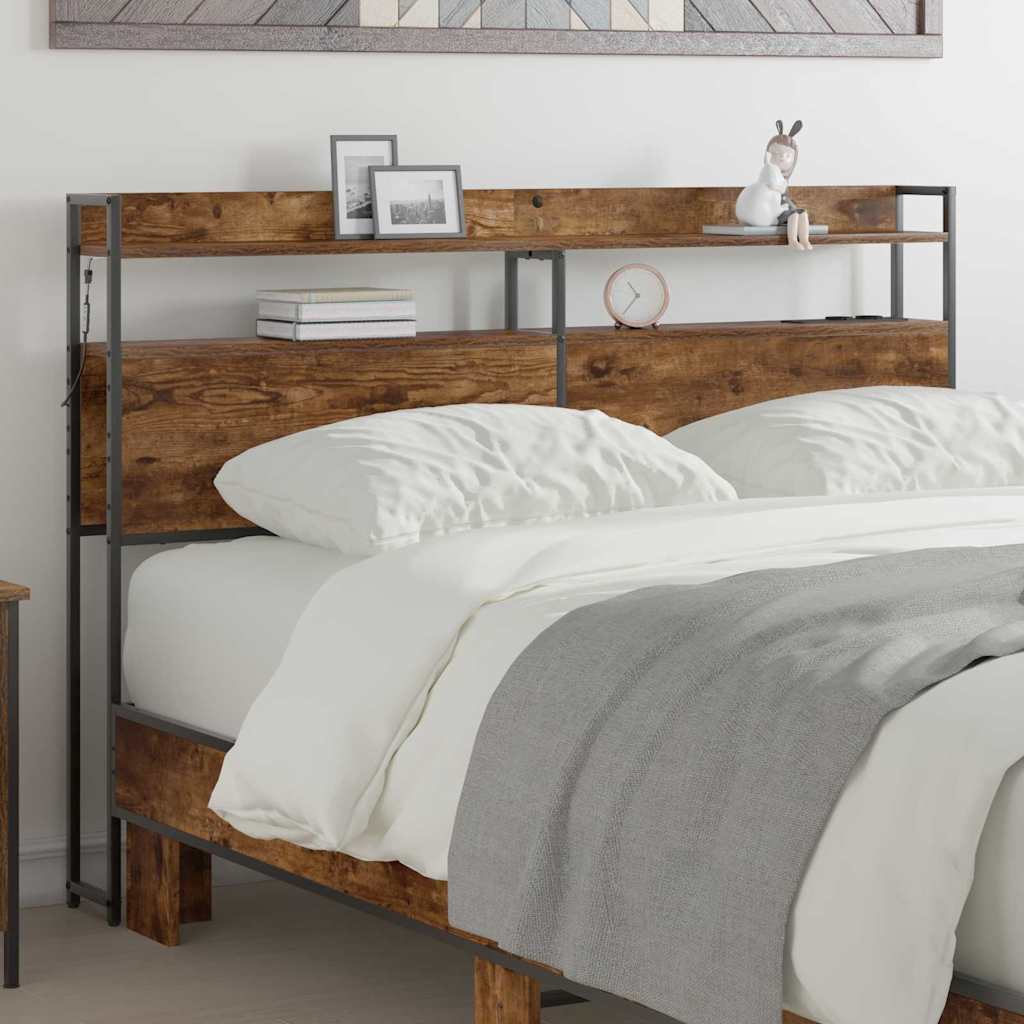 Tête de lit avec étagère Chêne fumé 135 cm Bois d'ingénierie - XIOS