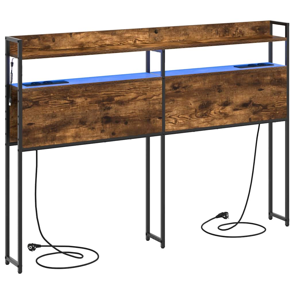 Tête de lit avec étagère Chêne fumé 140 cm Bois d'ingénierie