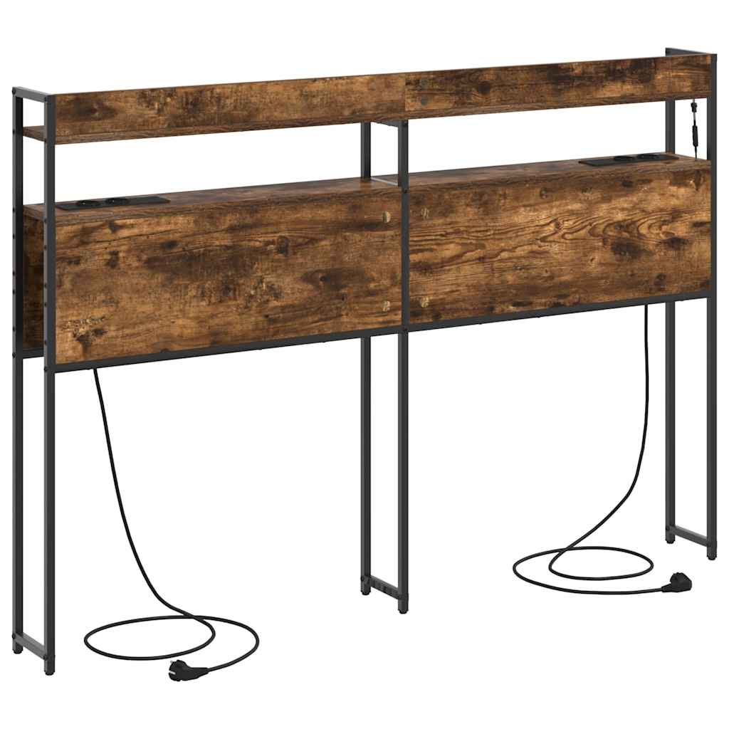 Tête de lit avec étagère Chêne fumé 160 cm Bois d'ingénierie