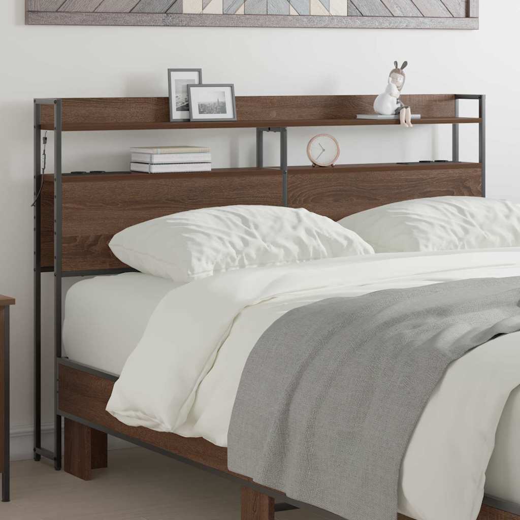 Tête de lit avec étagère Chêne marron 160 cm Bois d'ingénierie