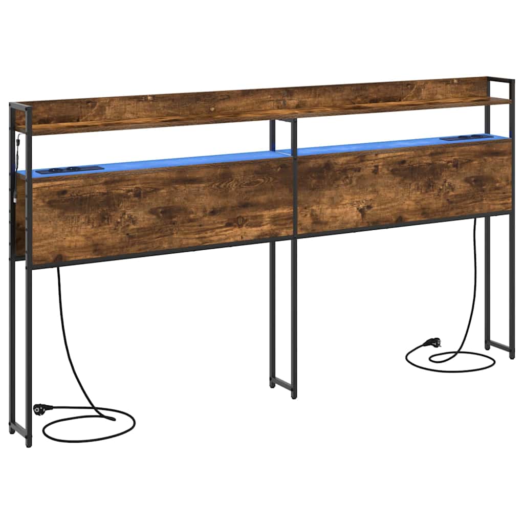 Tête de lit avec étagère Chêne fumé 180 cm Bois d'ingénierie