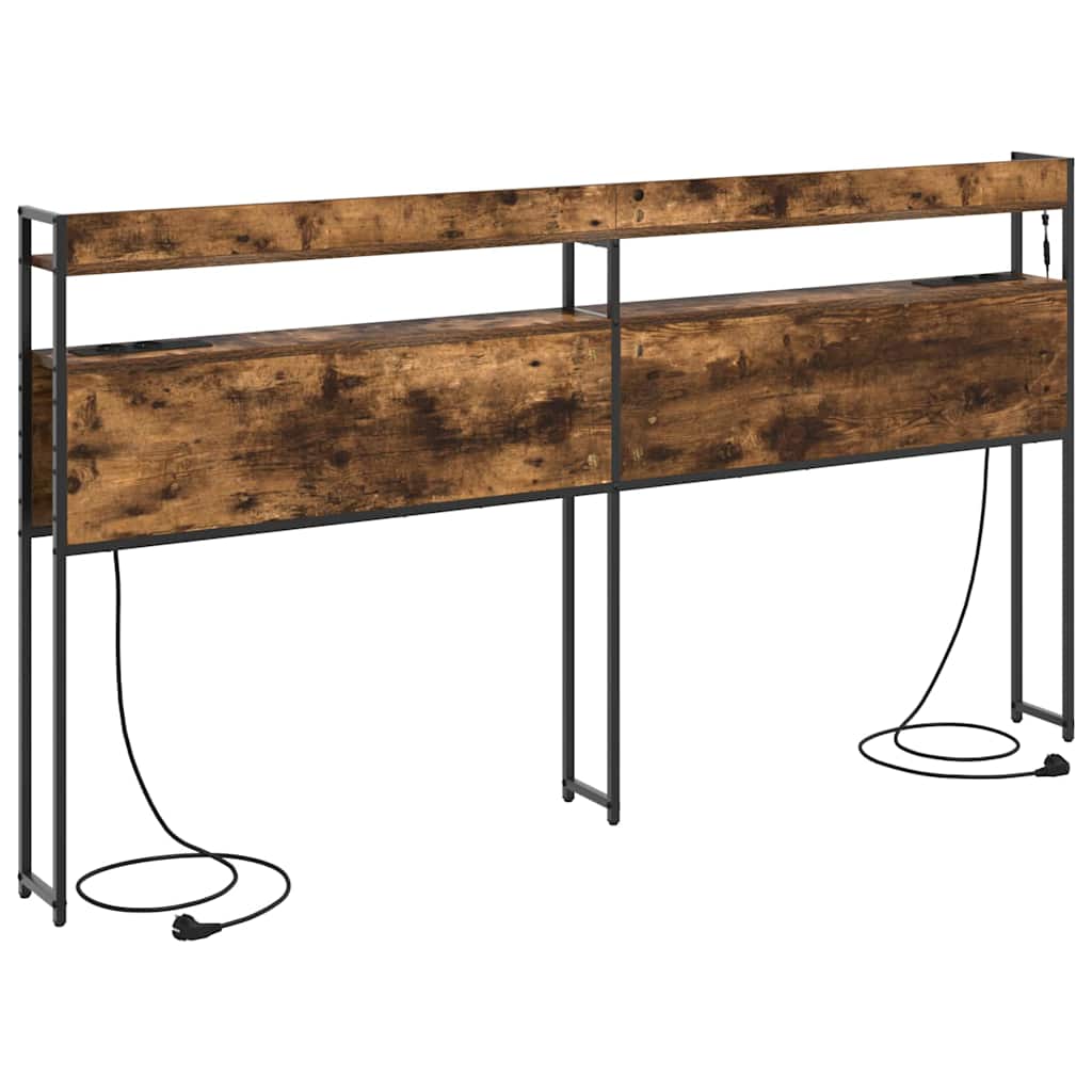 Tête de lit avec étagère Chêne fumé 180 cm Bois d'ingénierie