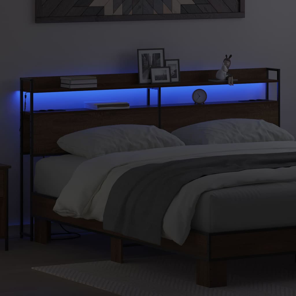 Tête de lit avec étagère Chêne marron 180 cm Bois d'ingénierie