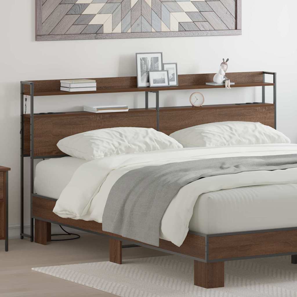 Tête de lit avec étagère Chêne marron 180 cm Bois d'ingénierie