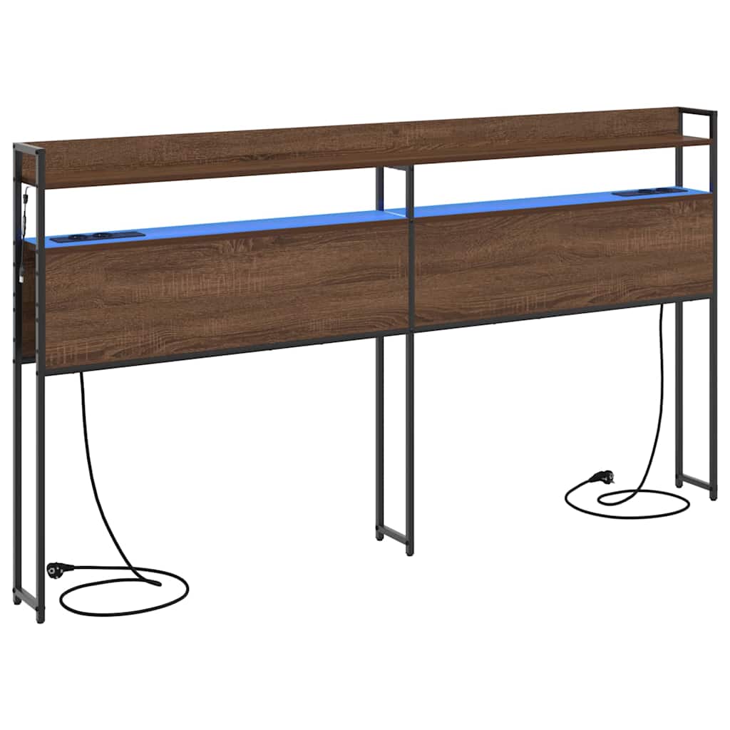 Tête de lit avec étagère Chêne marron 180 cm Bois d'ingénierie