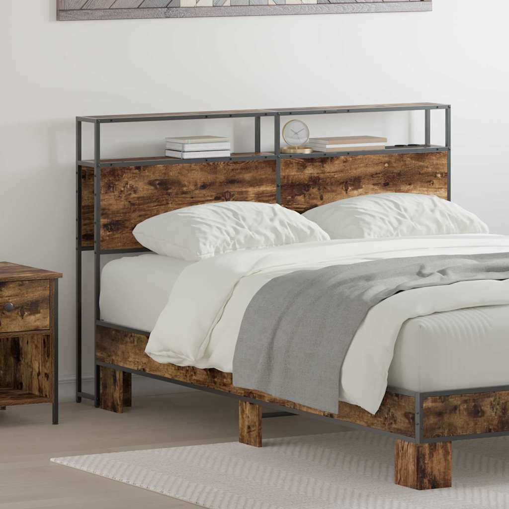 Tête de lit de rangement Chêne fumé 120 cm Bois d'ingénierie