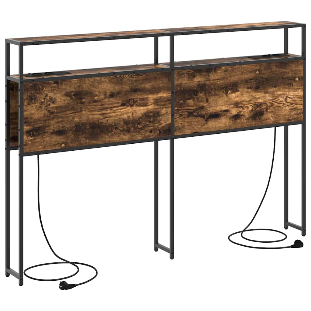 Tête de lit de rangement Chêne fumé 120 cm Bois d'ingénierie