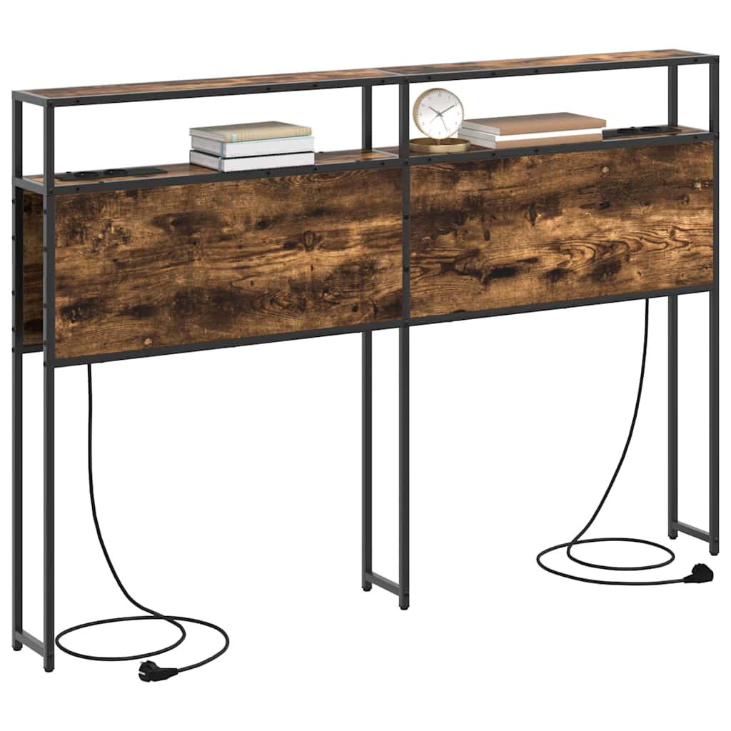 Tête de lit de rangement Chêne fumé 120 cm Bois d'ingénierie