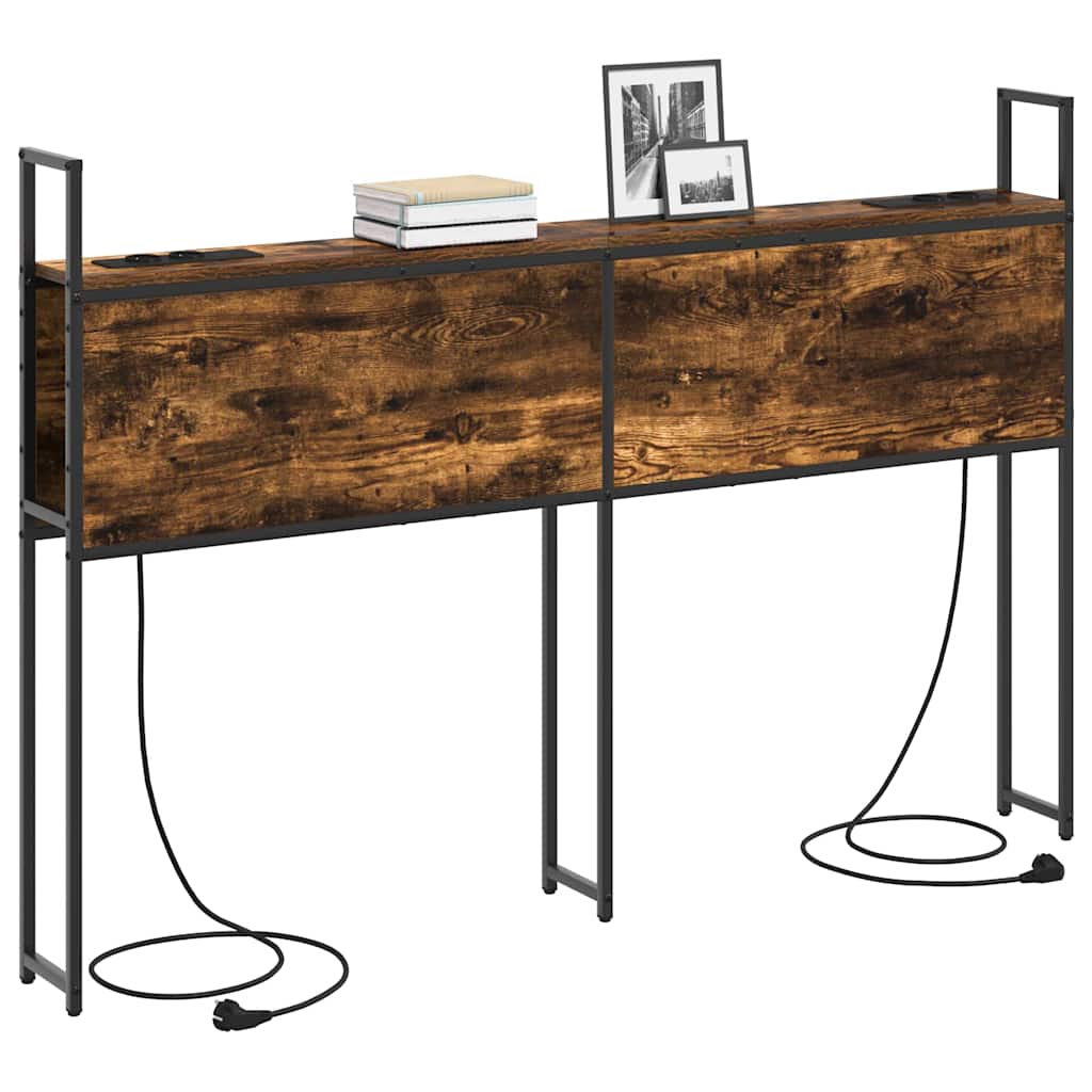 Headboard de Rangement avec Station de Charge Chêne fumé 140 cm - XIOS