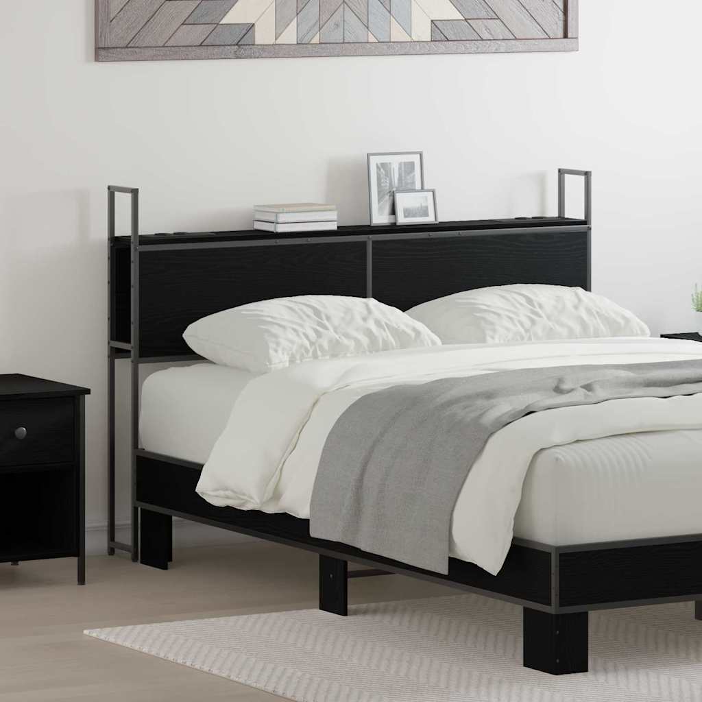 Headboard de Rangement avec Station de Charge Chêne noir 150 cm