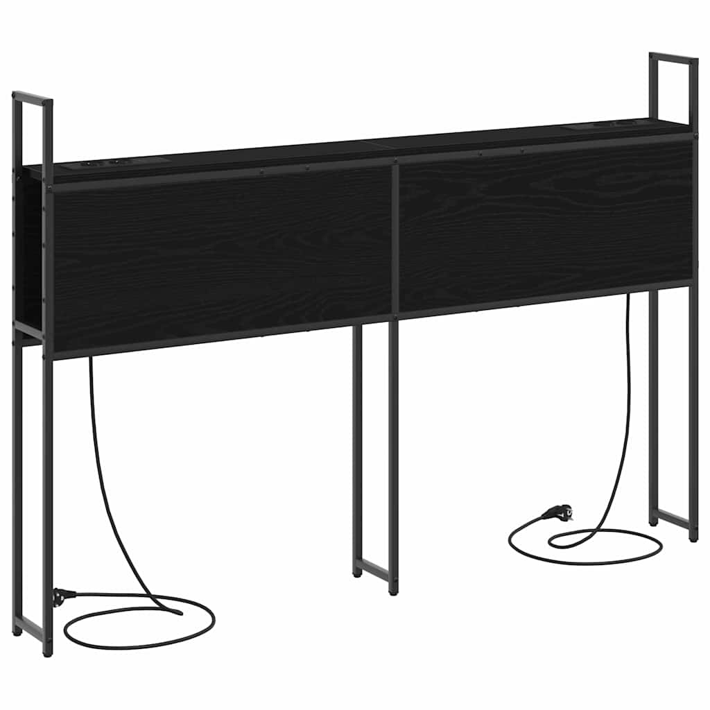 Headboard de Rangement avec Station de Charge Chêne noir 150 cm