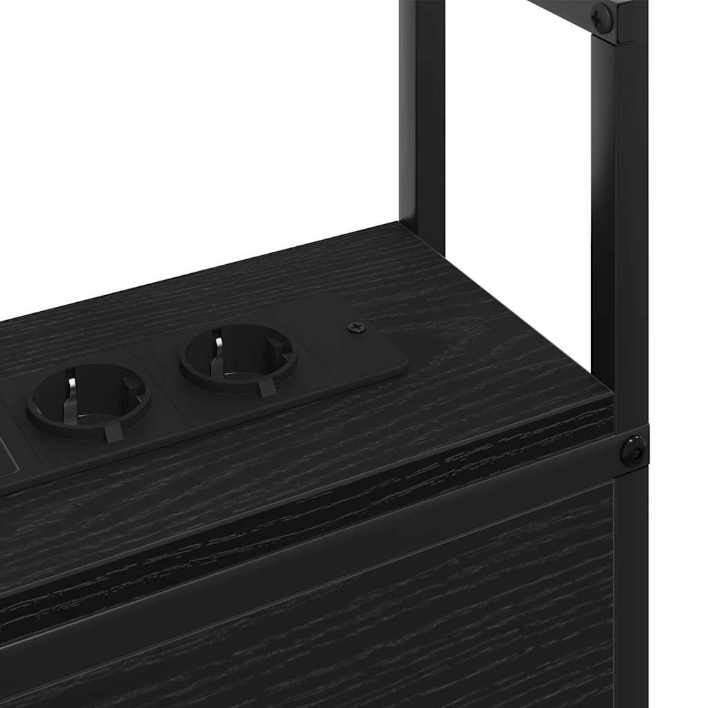 Headboard de Rangement avec Station de Charge Chêne noir 160 cm