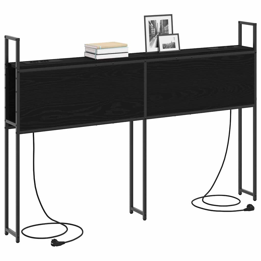 Headboard de Rangement avec Station de Charge Chêne noir 160 cm