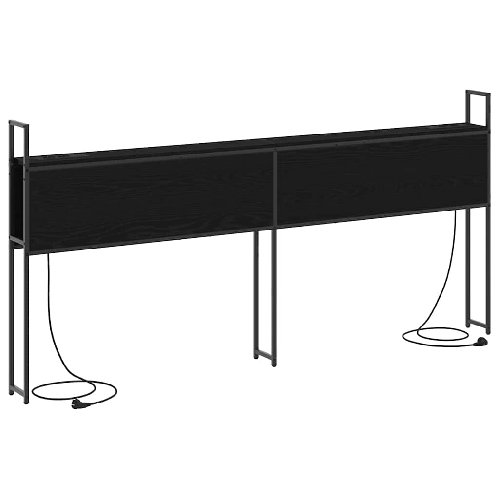Headboard de Rangement avec Station de Charge Chêne noir 180 cm