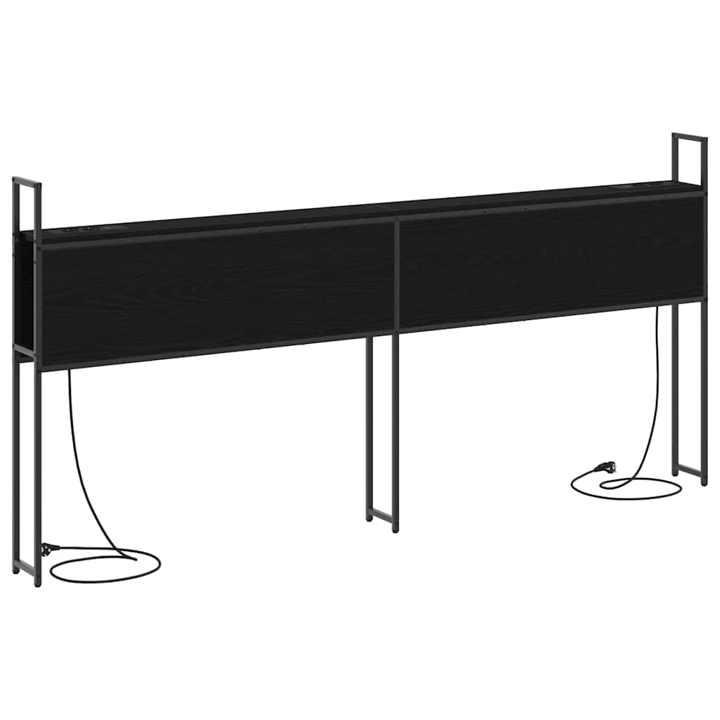 Headboard de Rangement avec Station de Charge Chêne noir 180 cm