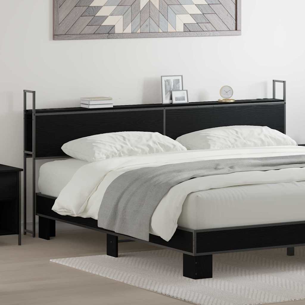 Headboard de Rangement avec Station de Charge Chêne noir 200 cm