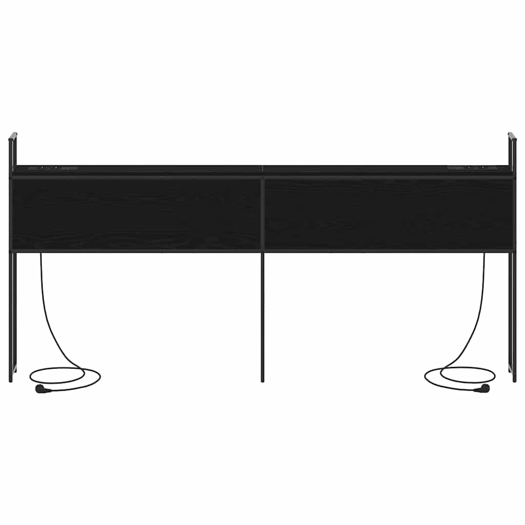 Headboard de Rangement avec Station de Charge Chêne noir 200 cm