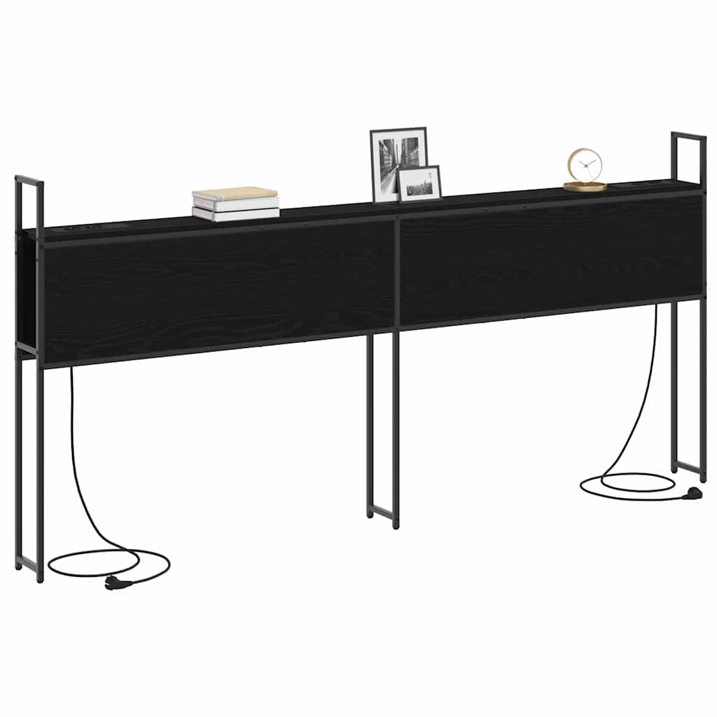 Headboard de Rangement avec Station de Charge Chêne noir 200 cm