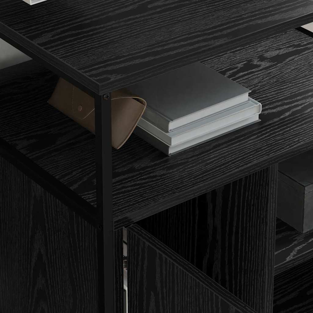 Gabarit de bureau avec station de recharge avec roue Chêne noir