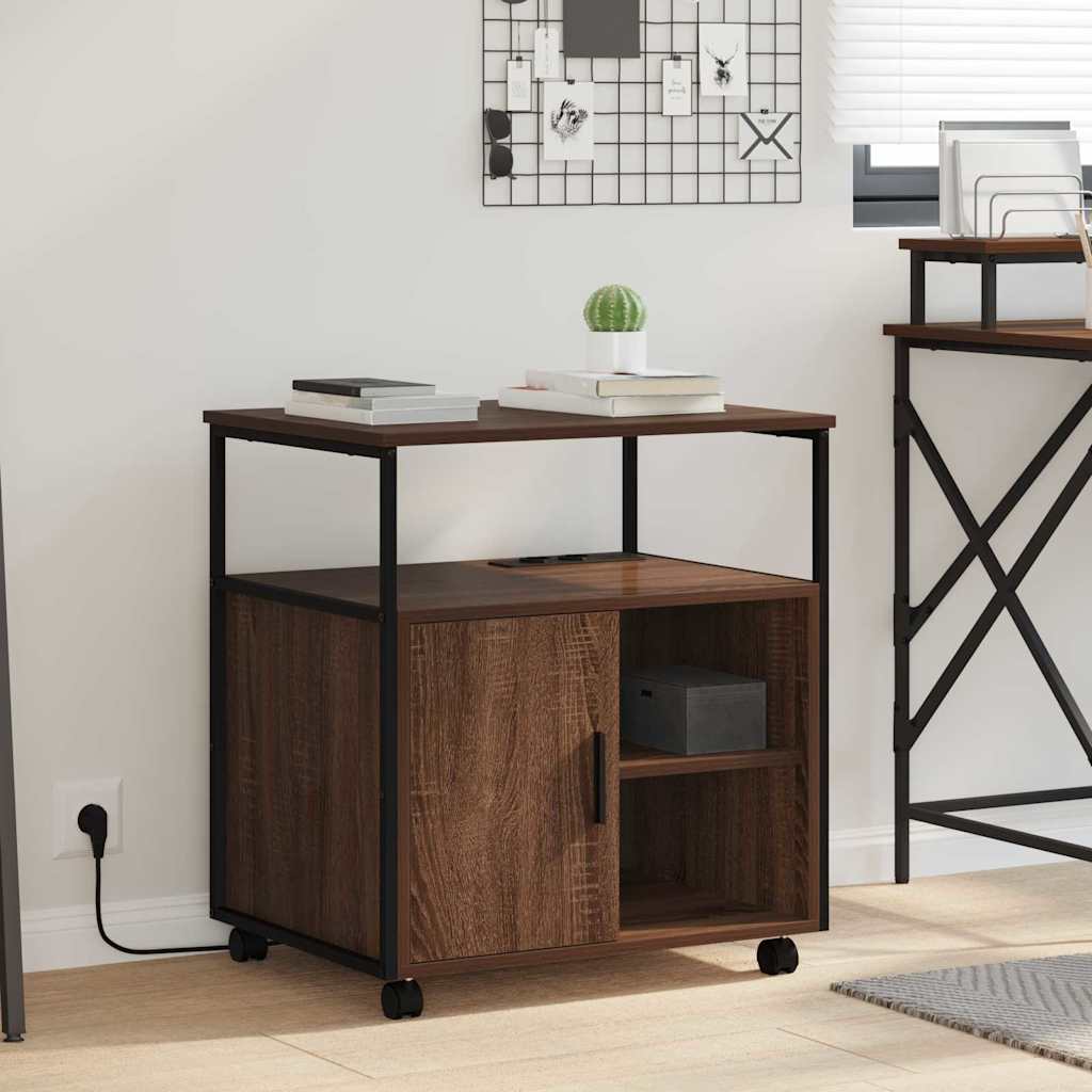Cabinet de Bureau avec roue Chêne marron 61 x 46 x 67 cm