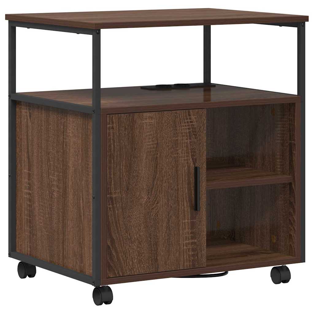 Cabinet de Bureau avec roue Chêne marron 61 x 46 x 67 cm